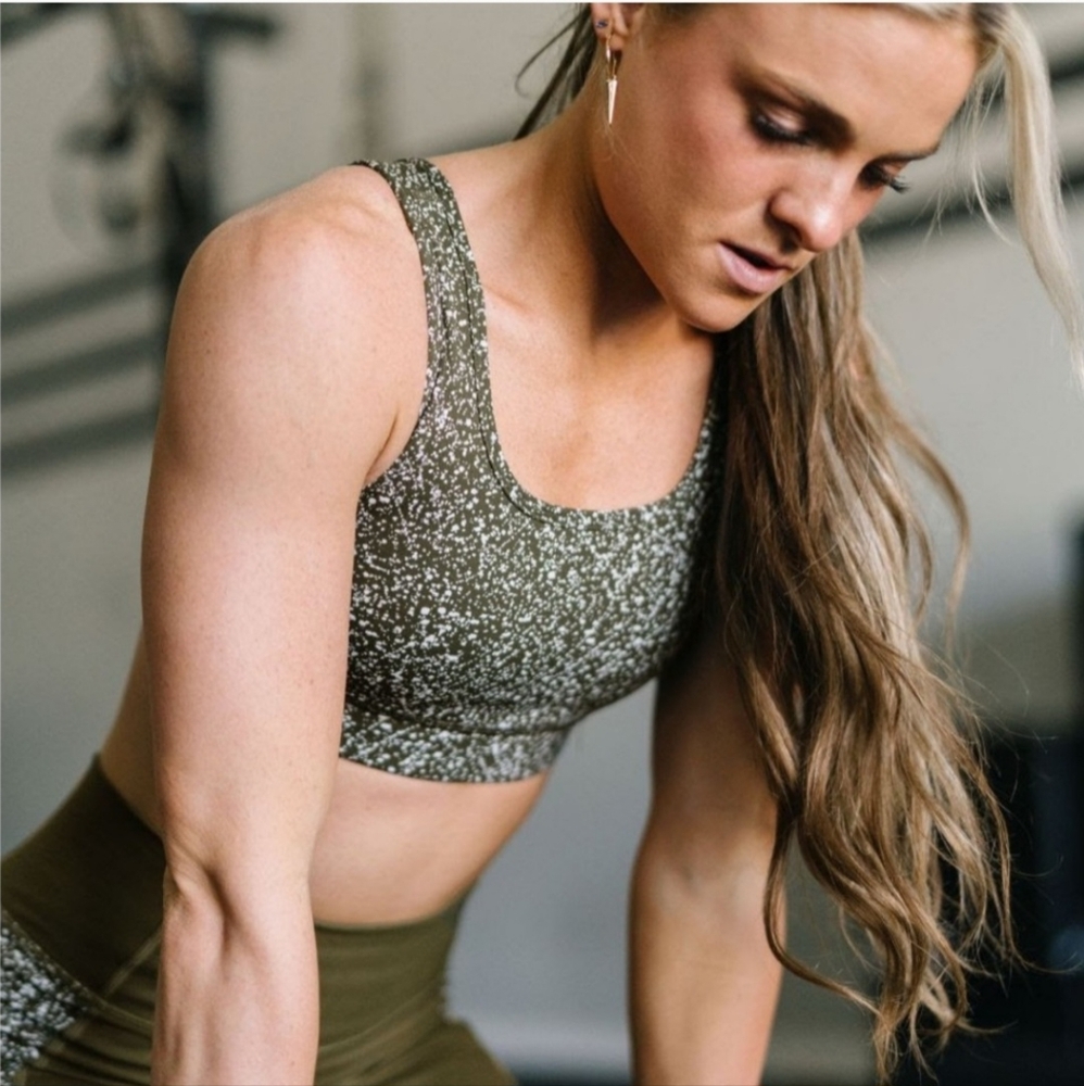 ZYIA Olive Speckled Keyhole Bra